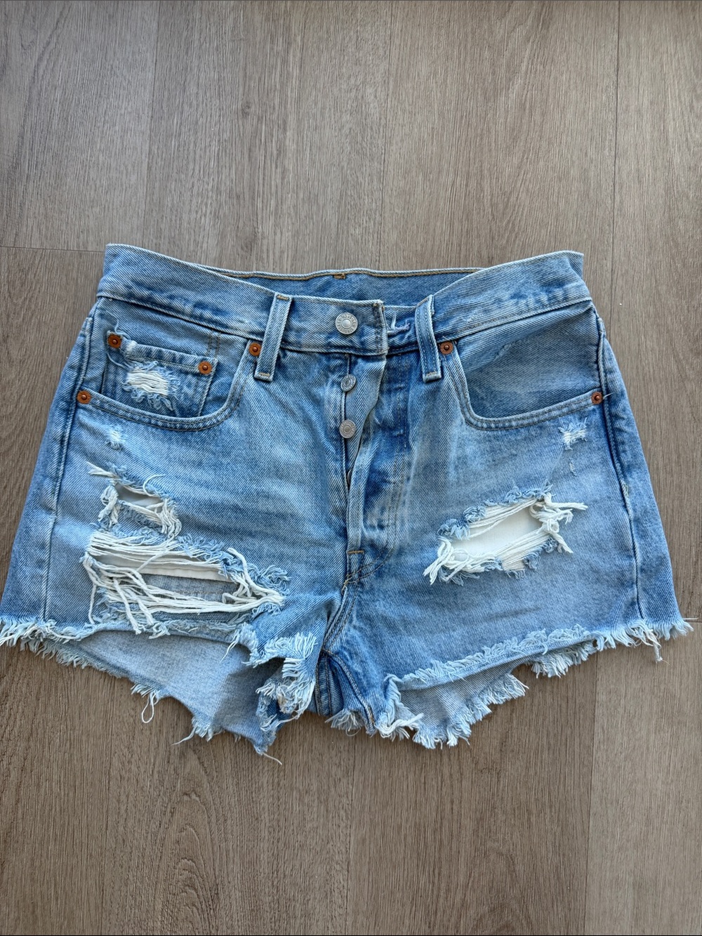 Levi’s 501 Distressed denim shorts